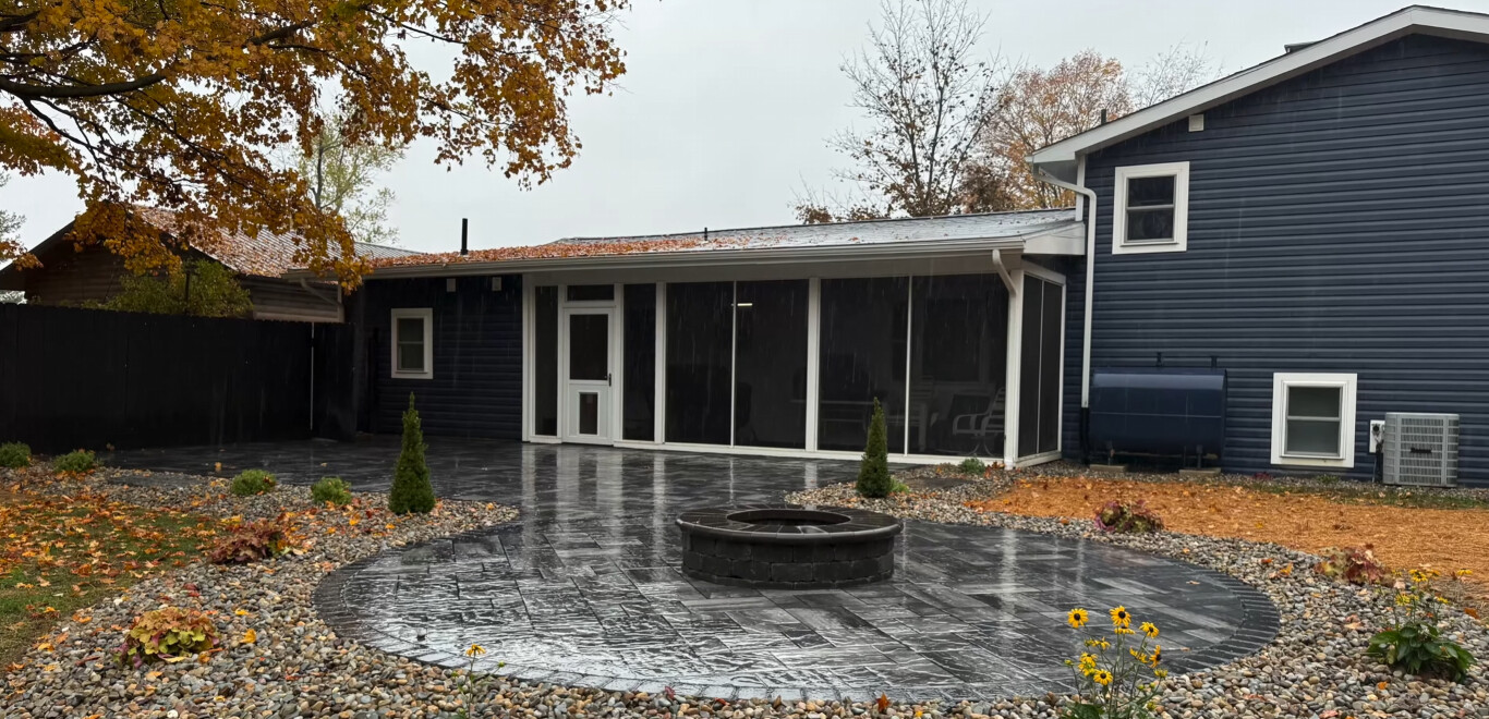 Beautiful stamped concrete patio with decorative pattern in Wichita Falls, TX